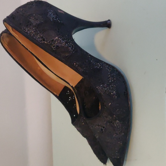 1950's Black Lace Vintage Heels - Picture 2 of 4